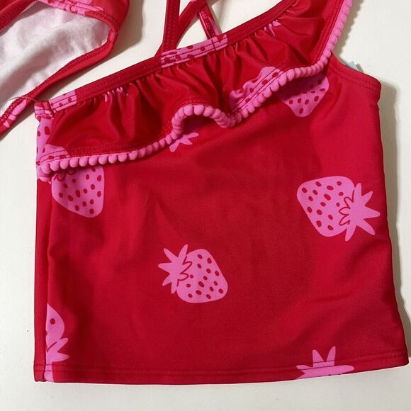 Cat & Jack Pink Strawberry Tankini Bikini 2 Piece Swimsuit Girls Size 2T NWT - Picture 4 of 9